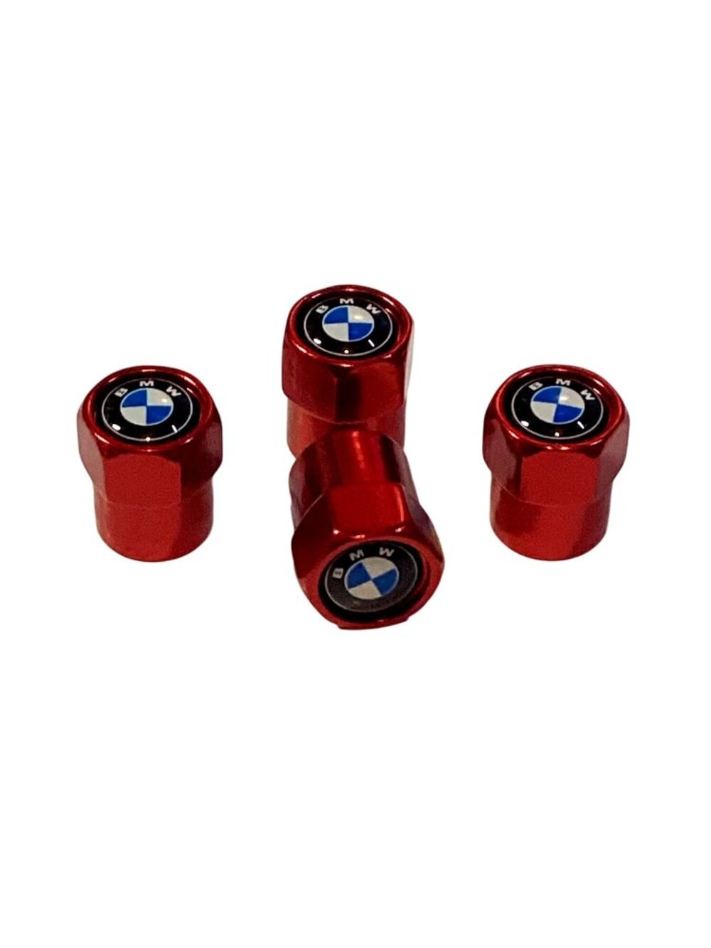 New 4pcs Red Polished Aluminum Wheel Valve Stem Caps With For BMW NEW